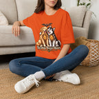 Big Dogs Bigger Hearts T-Shirt | Golden Retriever & Husky Skeleton Chest Illustration