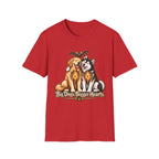 Big Dogs Bigger Hearts T-Shirt | Golden Retriever & Husky Skeleton Chest Illustration