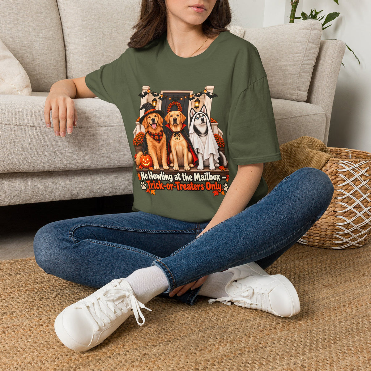 No Howling at the Mailbox Halloween Dogs T-Shirt | Trick or Treaters Only