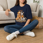 Big Dogs Bigger Hearts T-Shirt | Golden Retriever & Husky Skeleton Chest Illustration