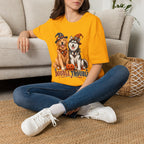 Double Trouble Golden & Husky Halloween T-Shirt | Halloween Dog Ghost Design