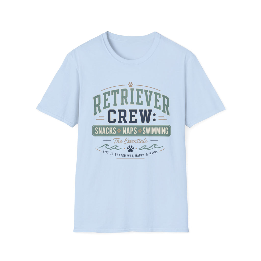 Retriever Crew Snacks Naps Swimming T-Shirt
