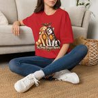 Big Dogs Bigger Hearts T-Shirt | Golden Retriever & Husky Skeleton Chest Illustration