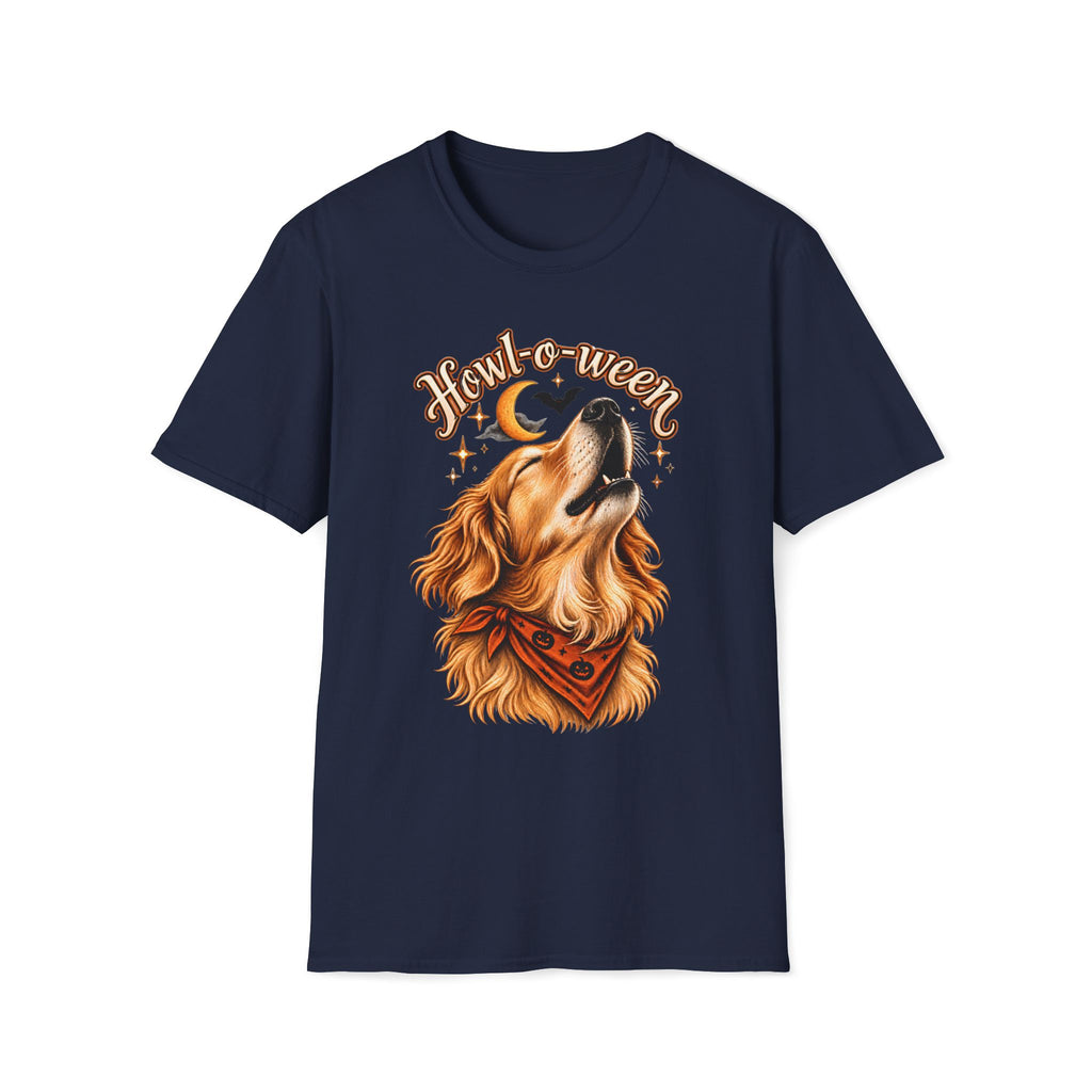 Howl-o-ween Dog Howling T-Shirt | Halloween Golden Retriever Tee