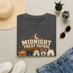 Midnight Treat Patrol T-Shirt | Halloween Dog Squad, Moon & Bats