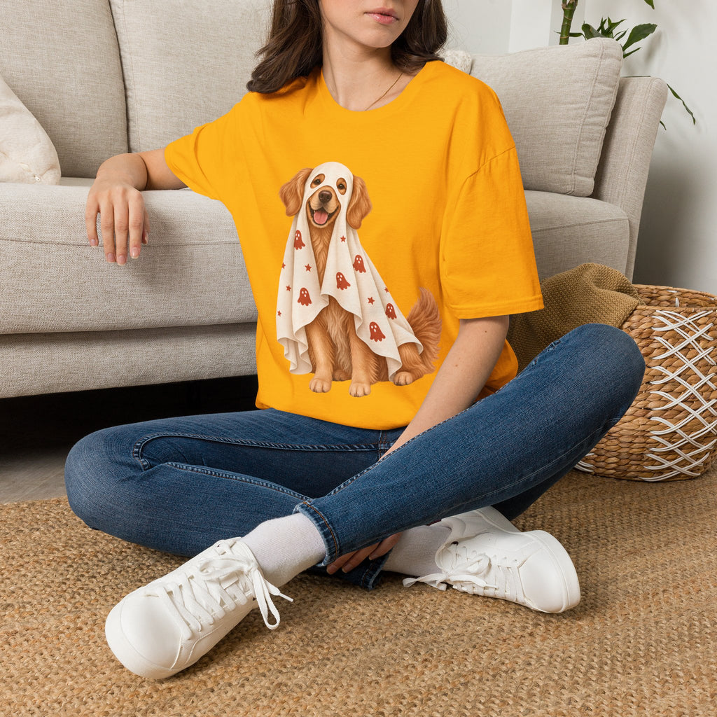 Super Cute Golden Ghost T-Shirt | Halloween Dog Ghost Design