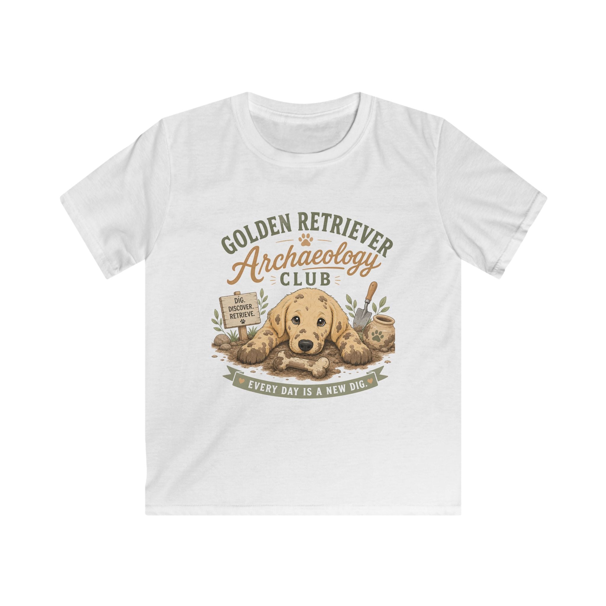 Golden Retriever Archaeology Club Kids Tee