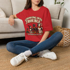 Growing Into Trouble Dogs Halloween T-Shirt | Pumpkin Orange Crew Tee
