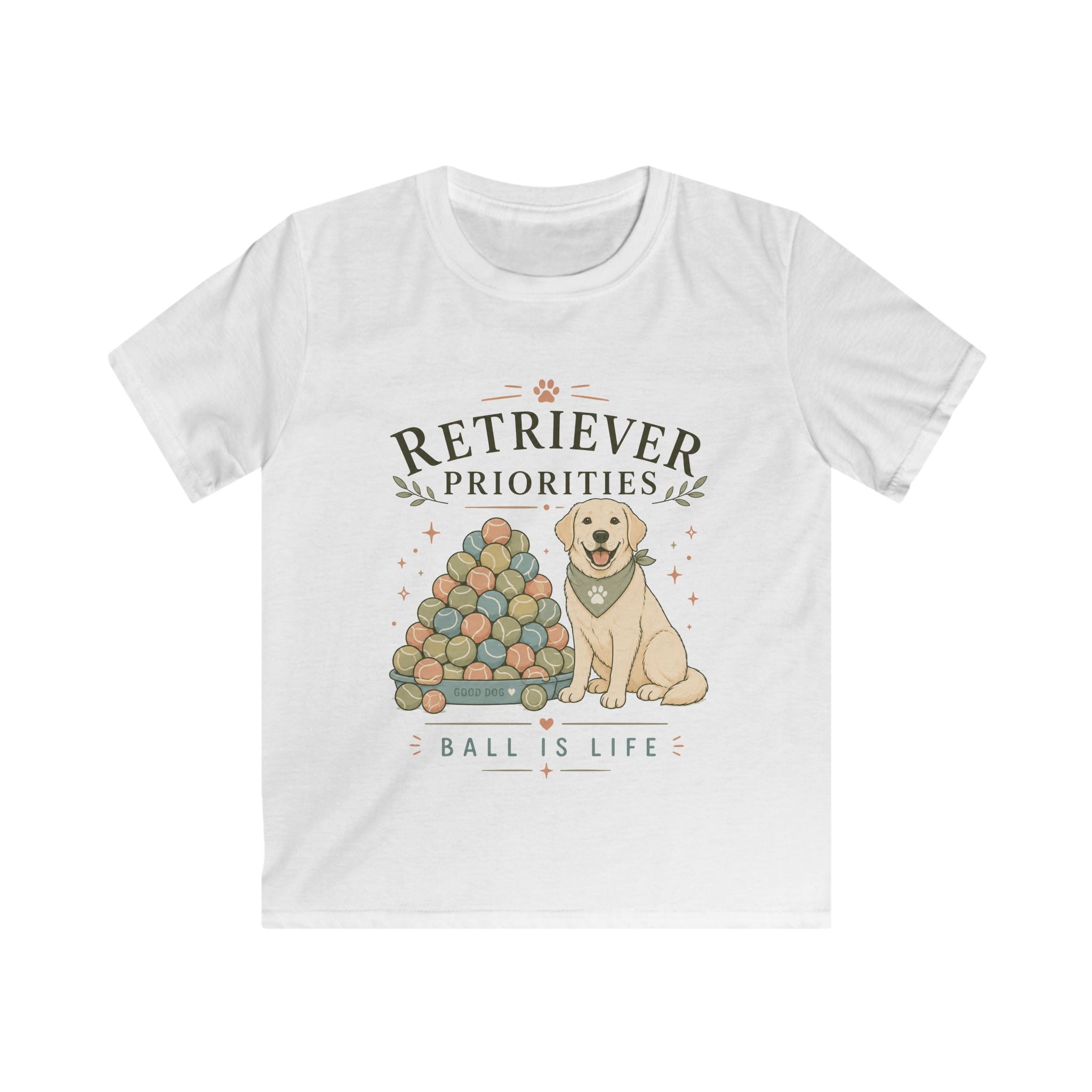 Retriever Priorities Ball is Life Kids Tee