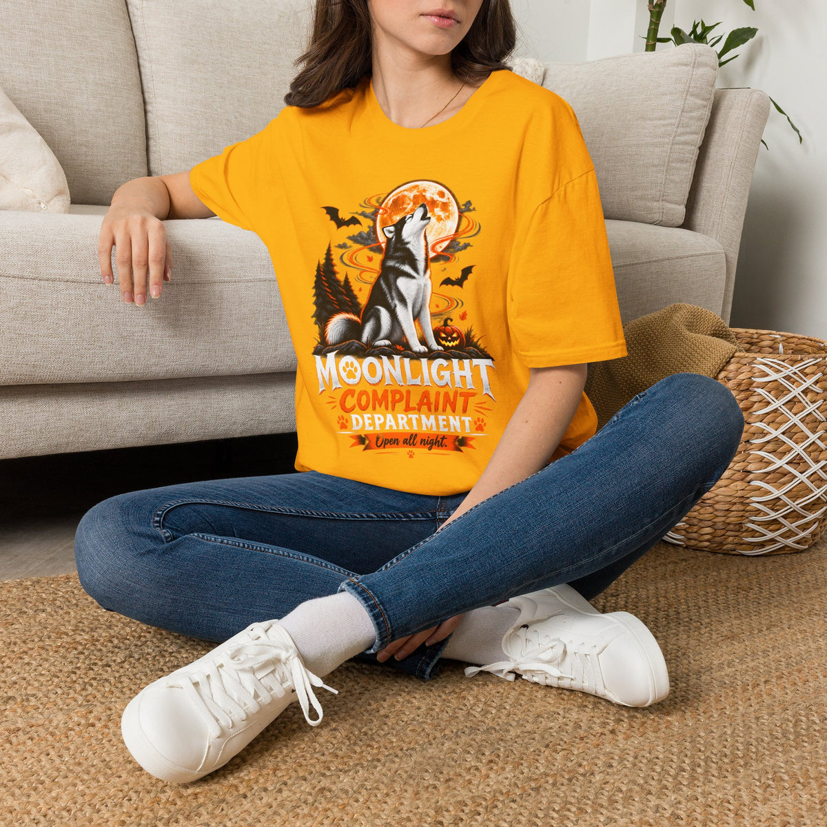 Moonlight Complaint Department T-Shirt | Howl at Night Halloween Wolf Tee