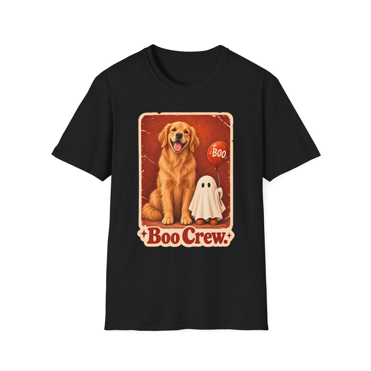 Golden Retriever Boo Crew T-Shirt | Halloween Dog Ghost Design