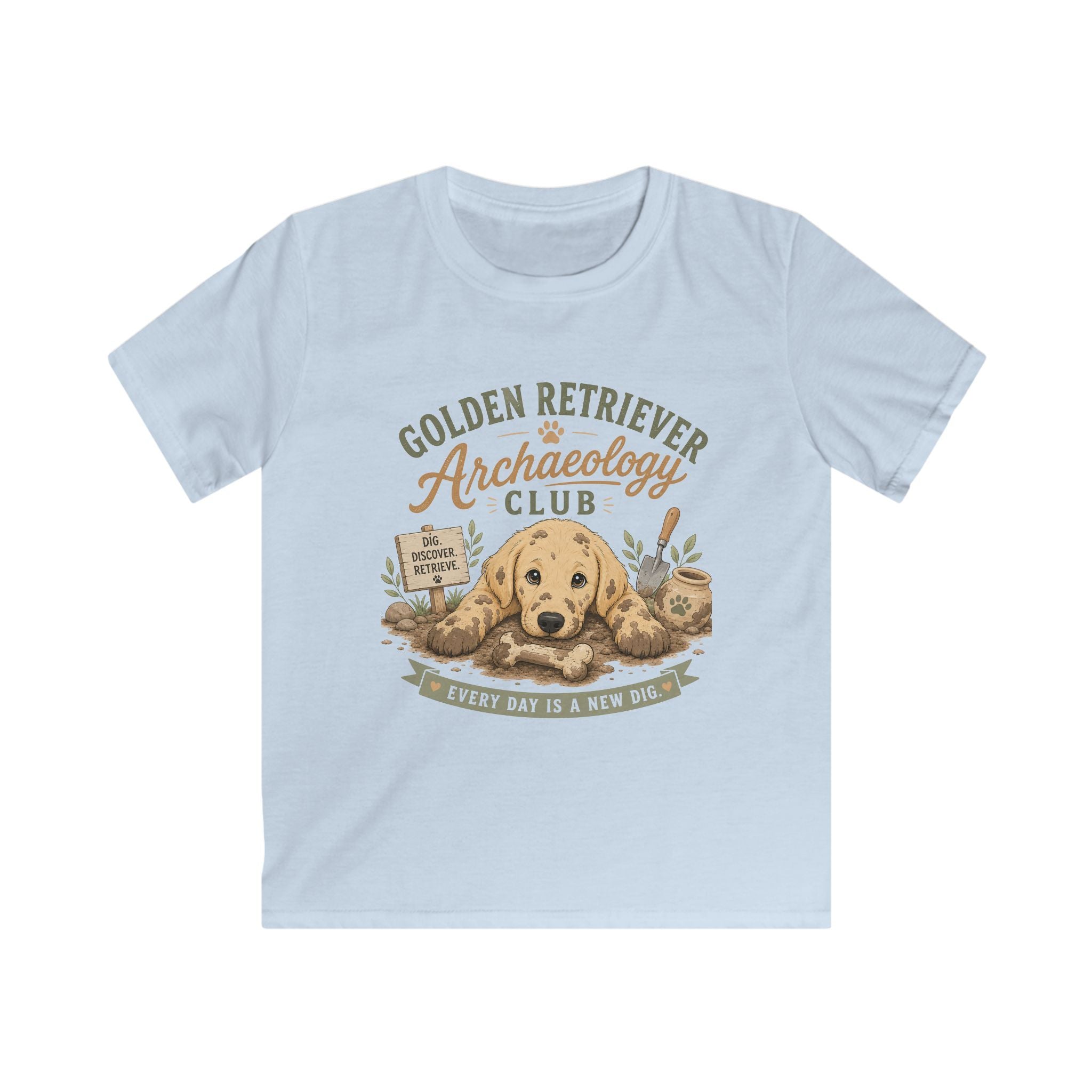 Golden Retriever Archaeology Club Kids Tee