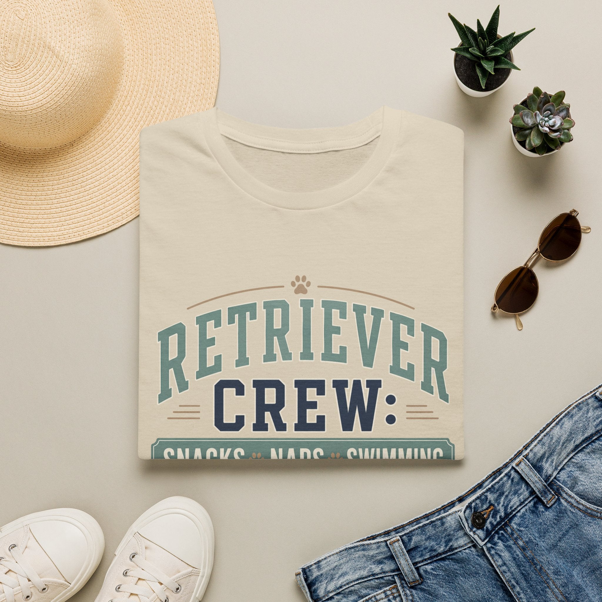 Retriever Crew Snacks Naps Swimming T-Shirt