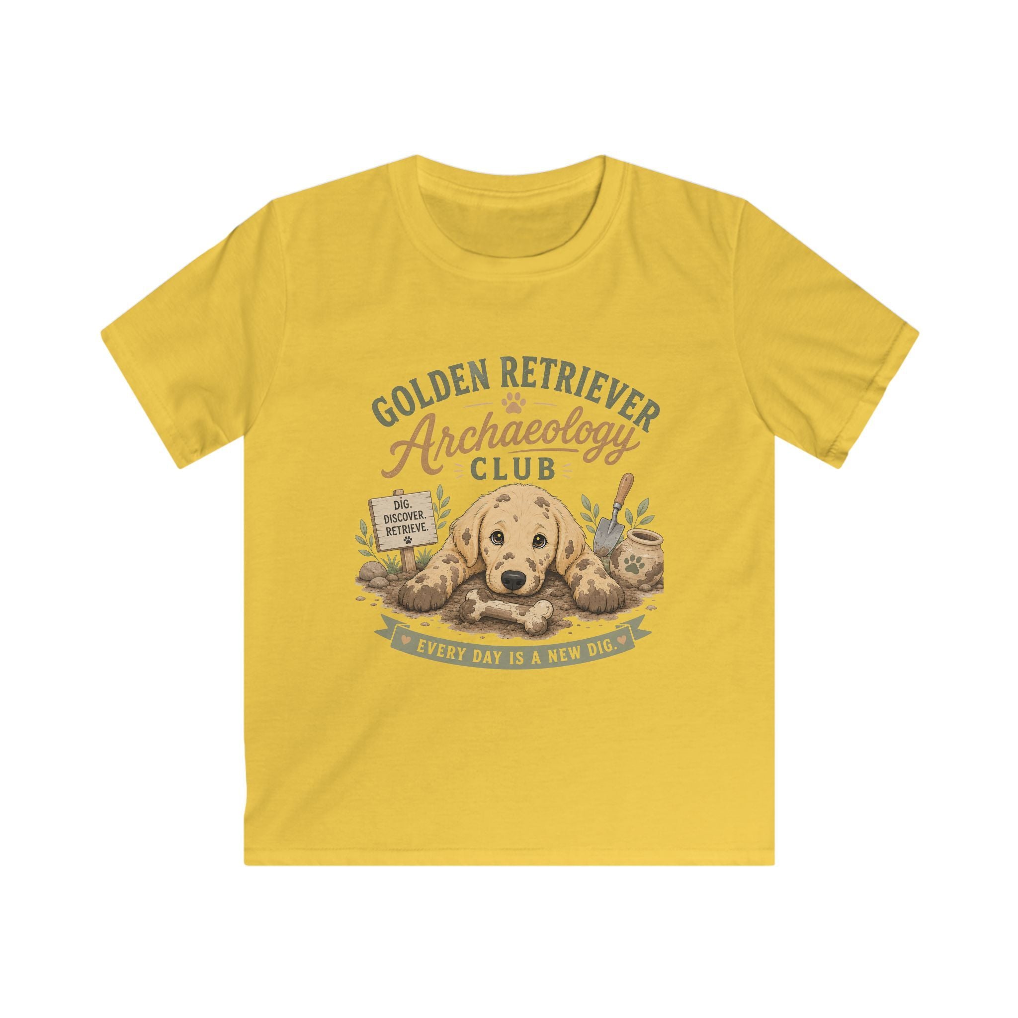Golden Retriever Archaeology Club Kids Tee