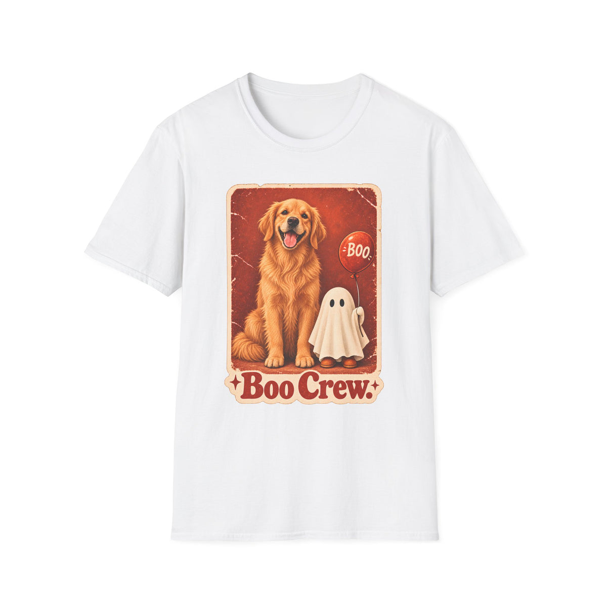 Golden Retriever Boo Crew T-Shirt | Halloween Dog Ghost Design