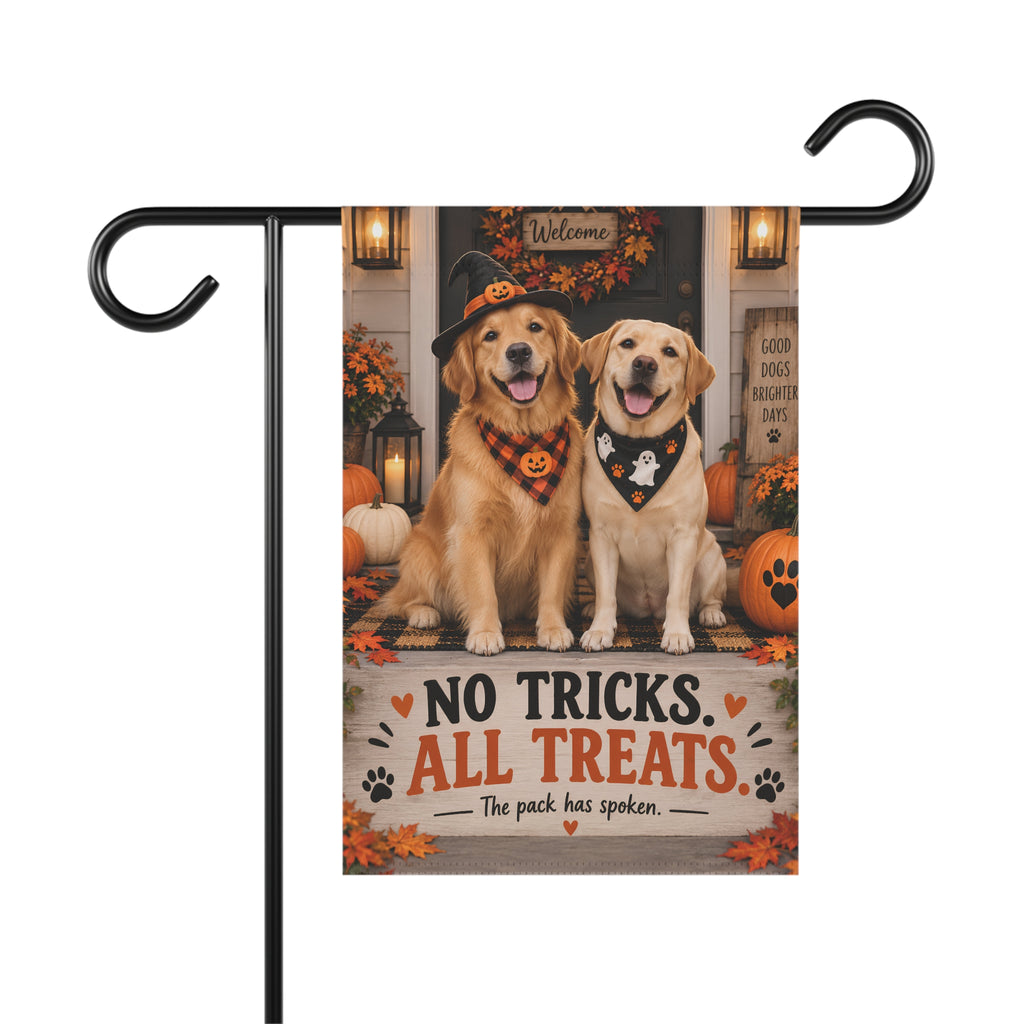 No Tricks All Treats Dogs Garden Flag | Garden Banner