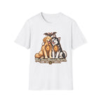 Big Dogs Bigger Hearts T-Shirt | Golden Retriever & Husky Skeleton Chest Illustration