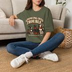 Growing Into Trouble Dogs Halloween T-Shirt | Pumpkin Orange Crew Tee