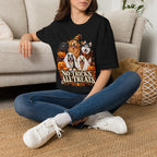 No Tricks All Treats Dogs Halloween T-Shirt | Cute Dog Pumpkin Costume Tee