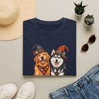 Double Trouble Golden & Husky Halloween T-Shirt | Halloween Dog Ghost Design