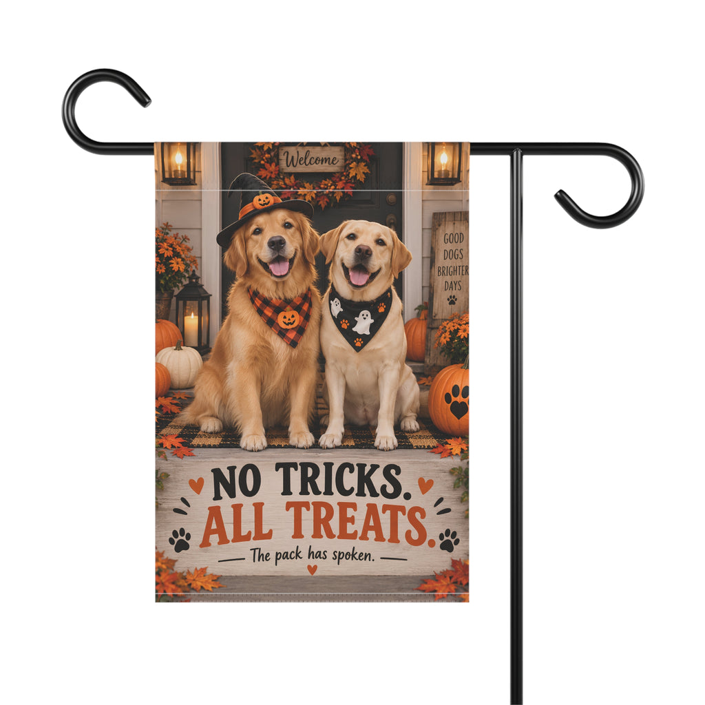 No Tricks All Treats Dogs Garden Flag | Garden Banner