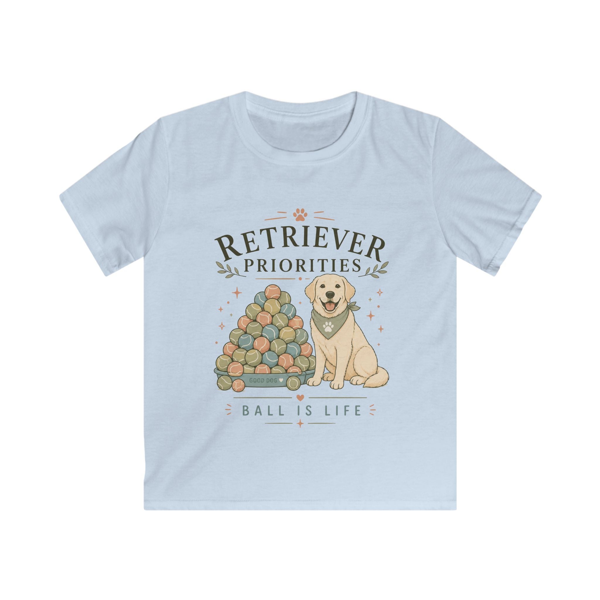 Retriever Priorities Ball is Life Kids Tee