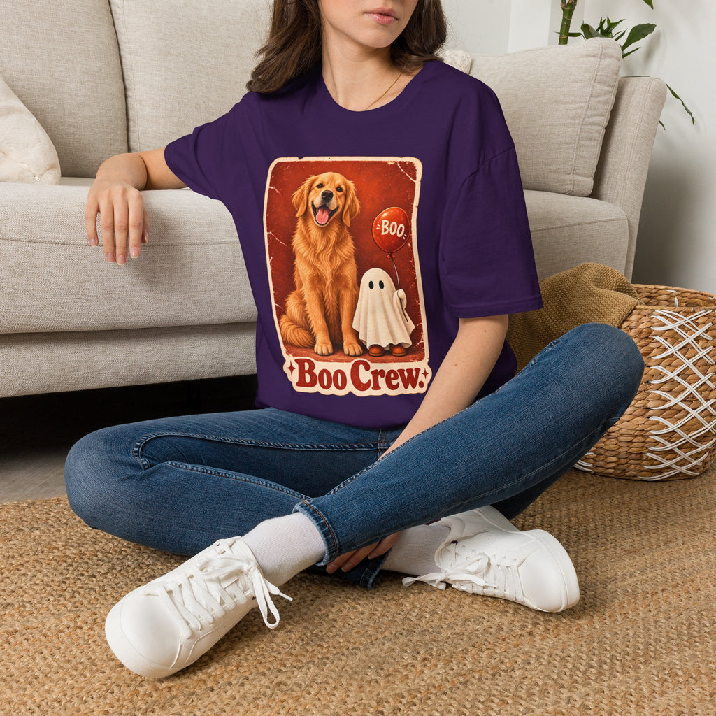 Golden Retriever Boo Crew T-Shirt | Halloween Dog Ghost Design