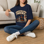 Growing Into Trouble Dogs Halloween T-Shirt | Pumpkin Orange Crew Tee