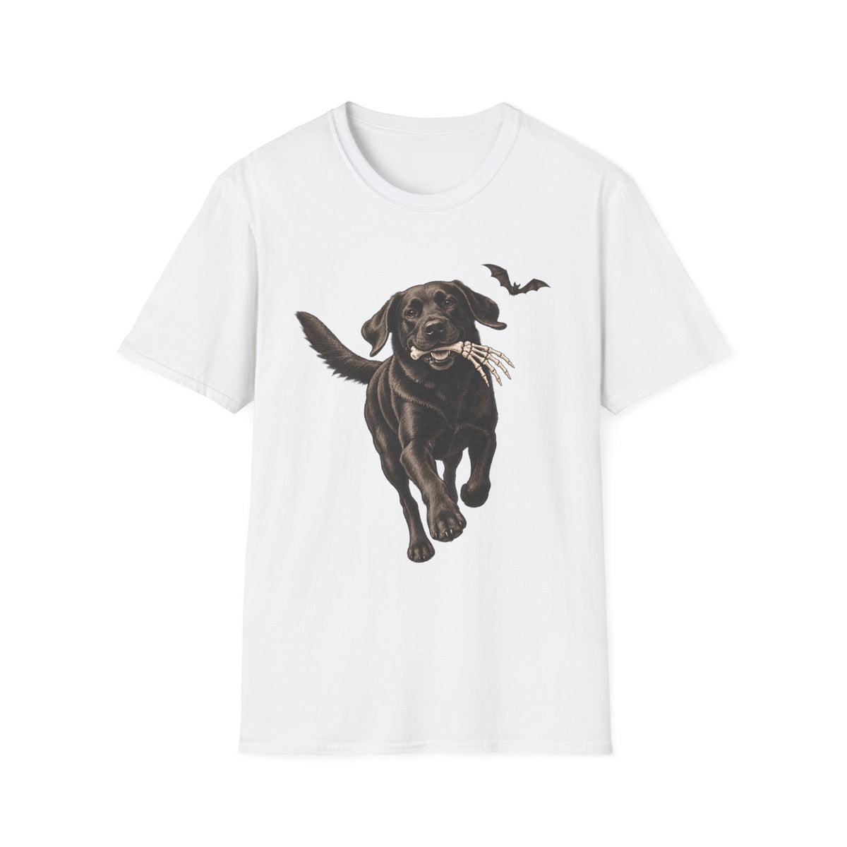 Fetch the Bones Black Labrador T-Shirt | Halloween Dog Ghost Design