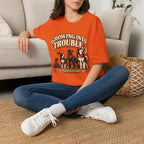 Growing Into Trouble Dogs Halloween T-Shirt | Pumpkin Orange Crew Tee