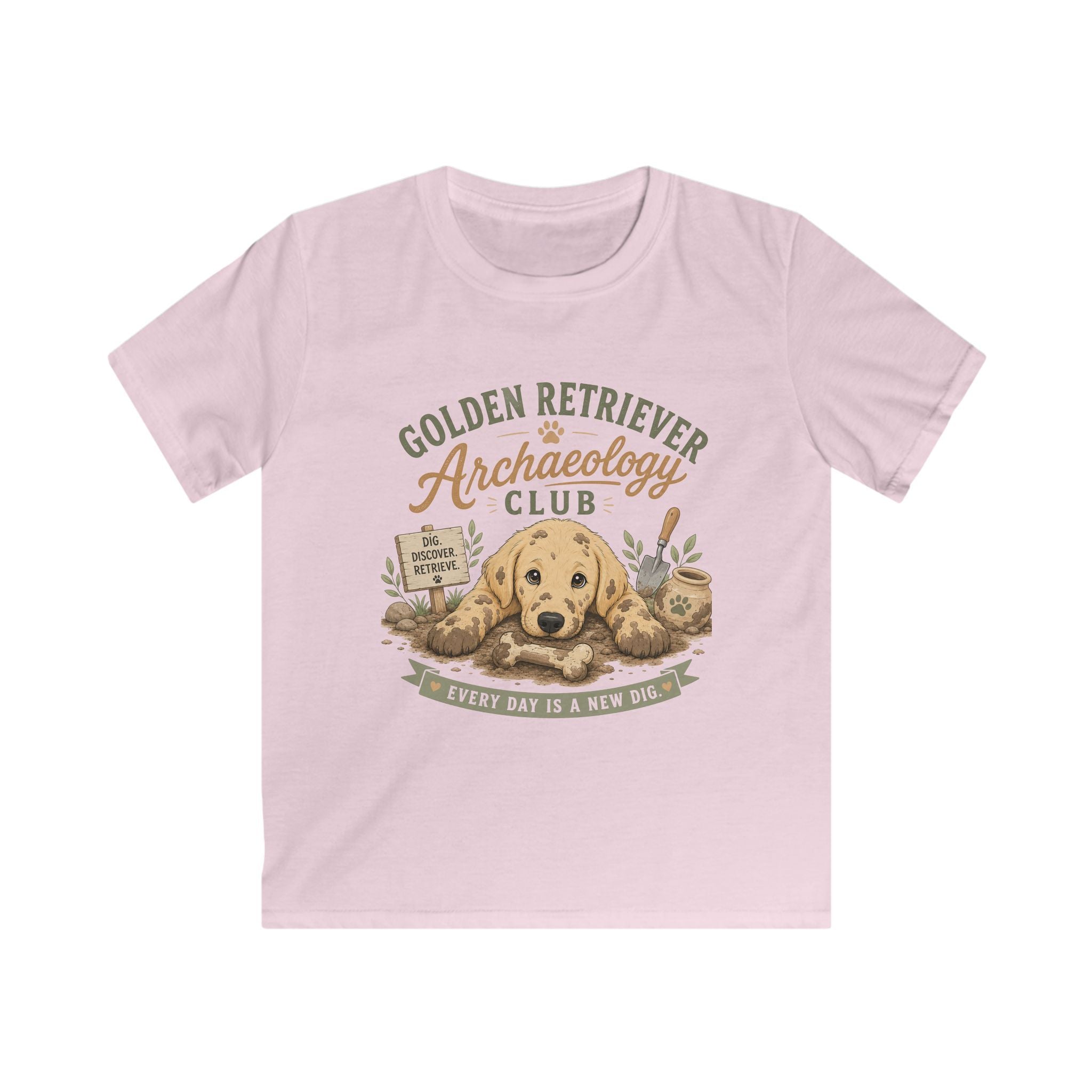 Golden Retriever Archaeology Club Kids Tee
