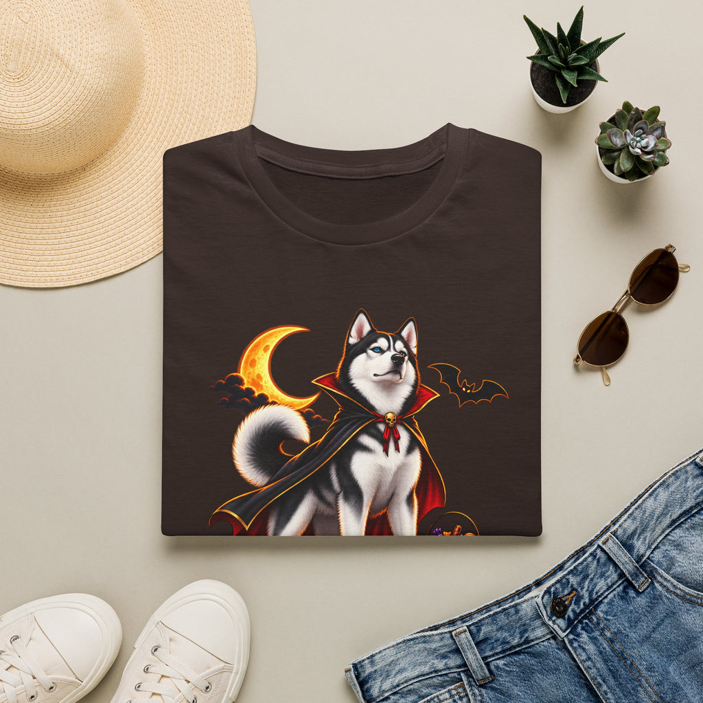 Husky Vampire Halloween Howl-O-Ween Supervisor T-Shirt | Spooky Dog Tee