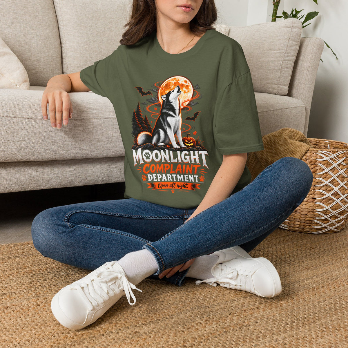Moonlight Complaint Department T-Shirt | Howl at Night Halloween Wolf Tee