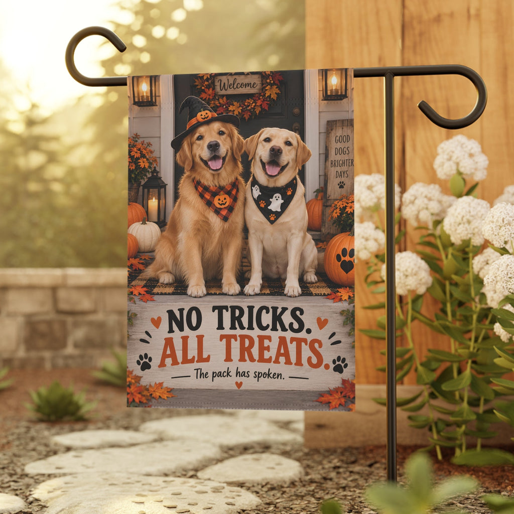 No Tricks All Treats Dogs Garden Flag | Garden Banner