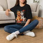 Double Trouble Golden & Husky Halloween T-Shirt | Halloween Dog Ghost Design