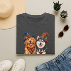 Double Trouble Golden & Husky Halloween T-Shirt | Halloween Dog Ghost Design