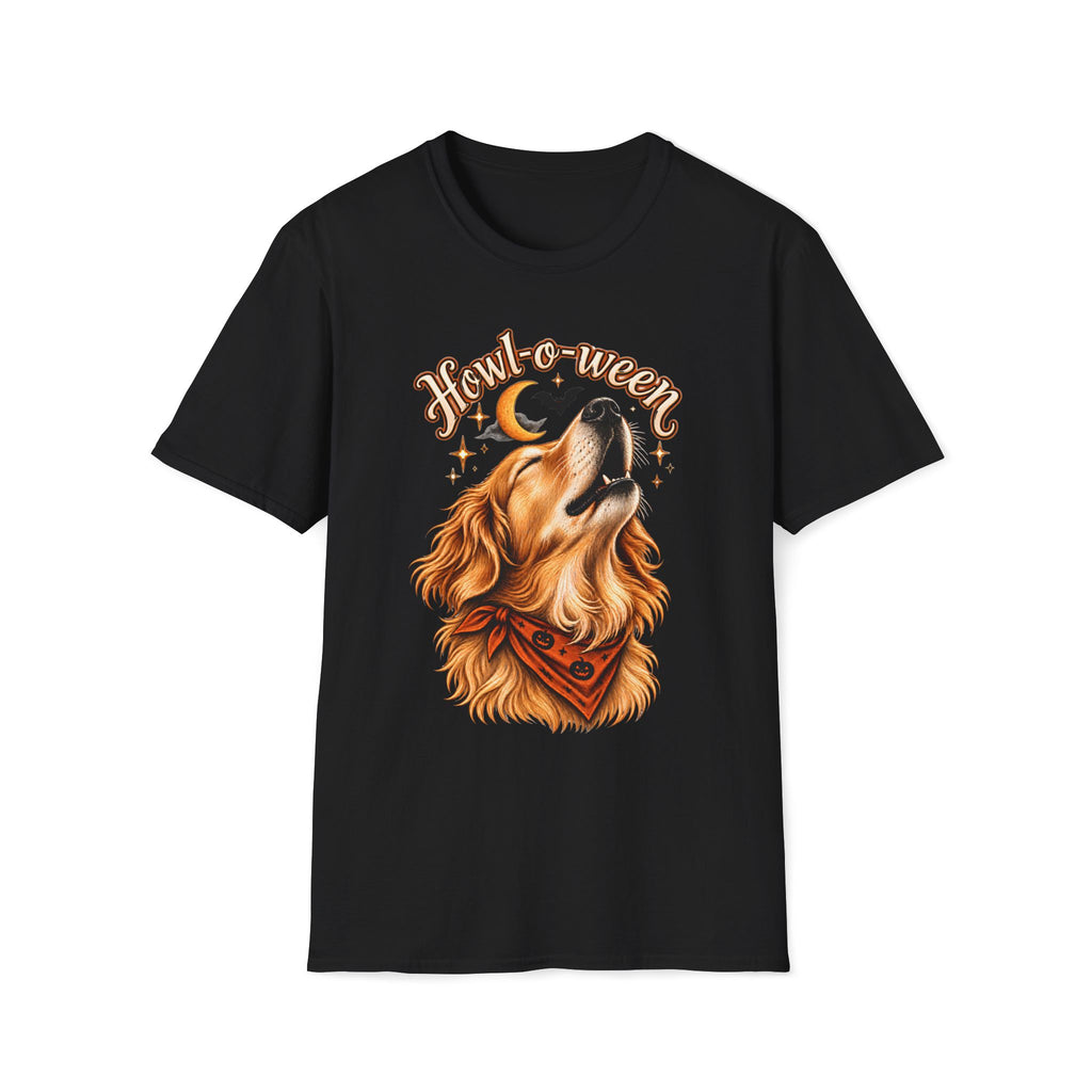 Howl-o-ween Dog Howling T-Shirt | Halloween Golden Retriever Tee