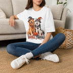 Double Trouble Golden & Husky Halloween T-Shirt | Halloween Dog Ghost Design