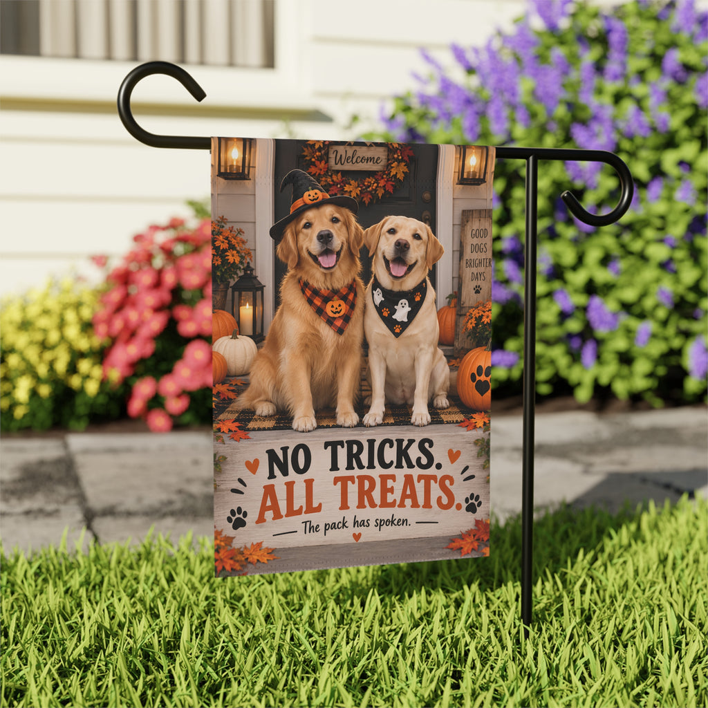 No Tricks All Treats Dogs Garden Flag | Garden Banner