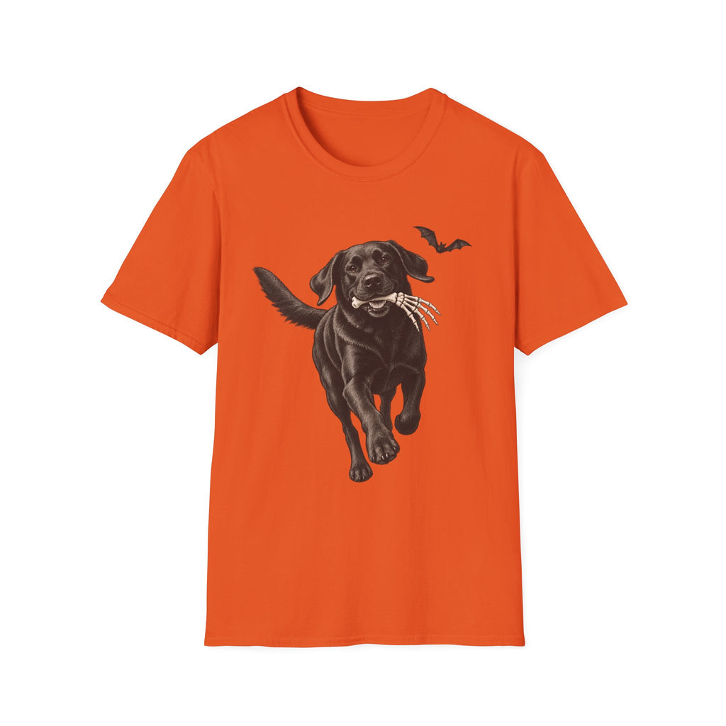 Fetch the Bones Black Labrador T-Shirt | Halloween Dog Ghost Design