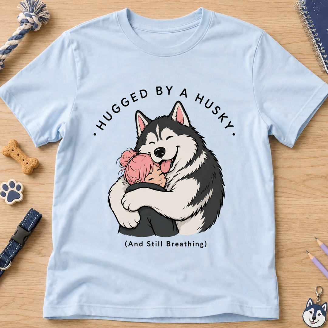 Hugged By A Husky Kids Tee