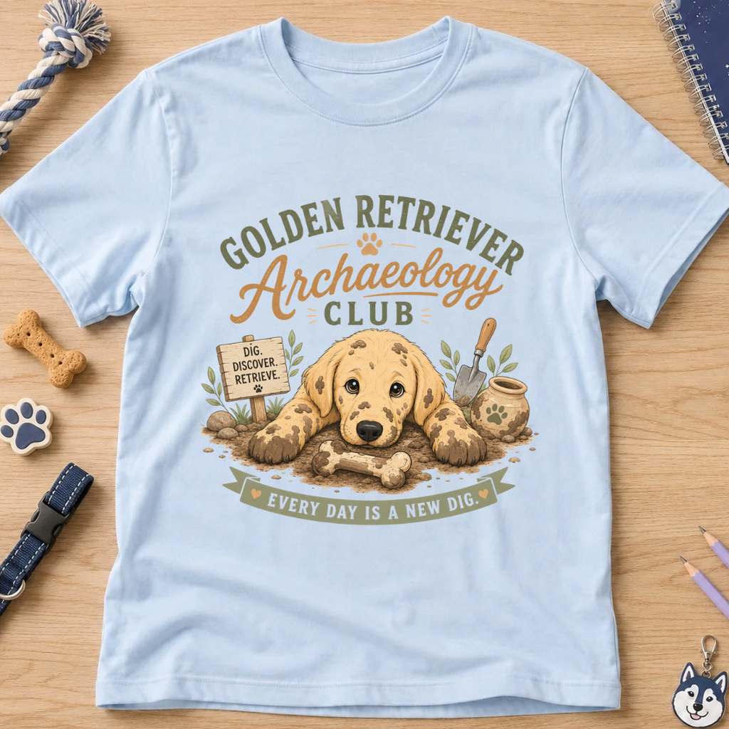 Golden Retriever Archaeology Club Kids Tee