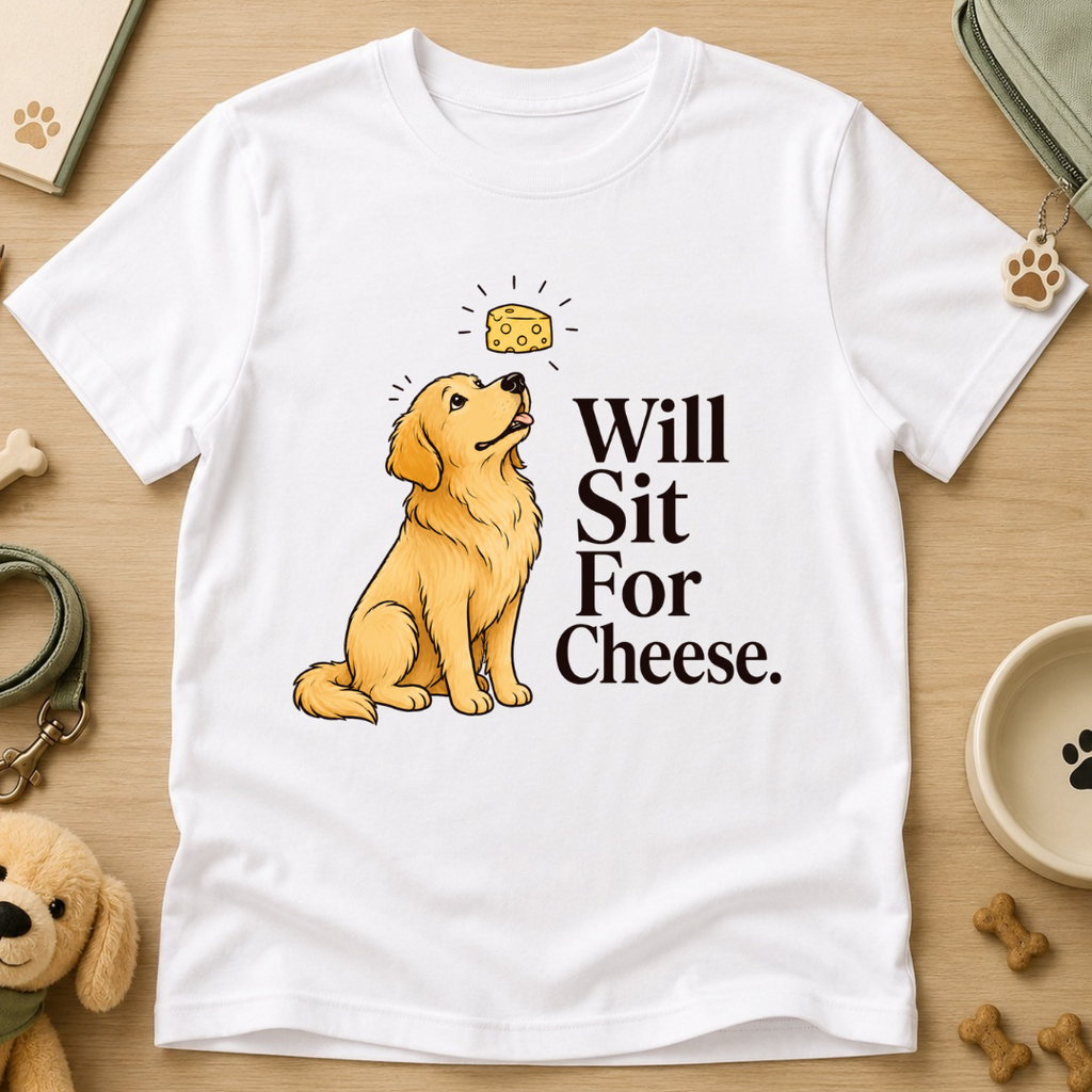 Will Sit For Cheese Kids Tee