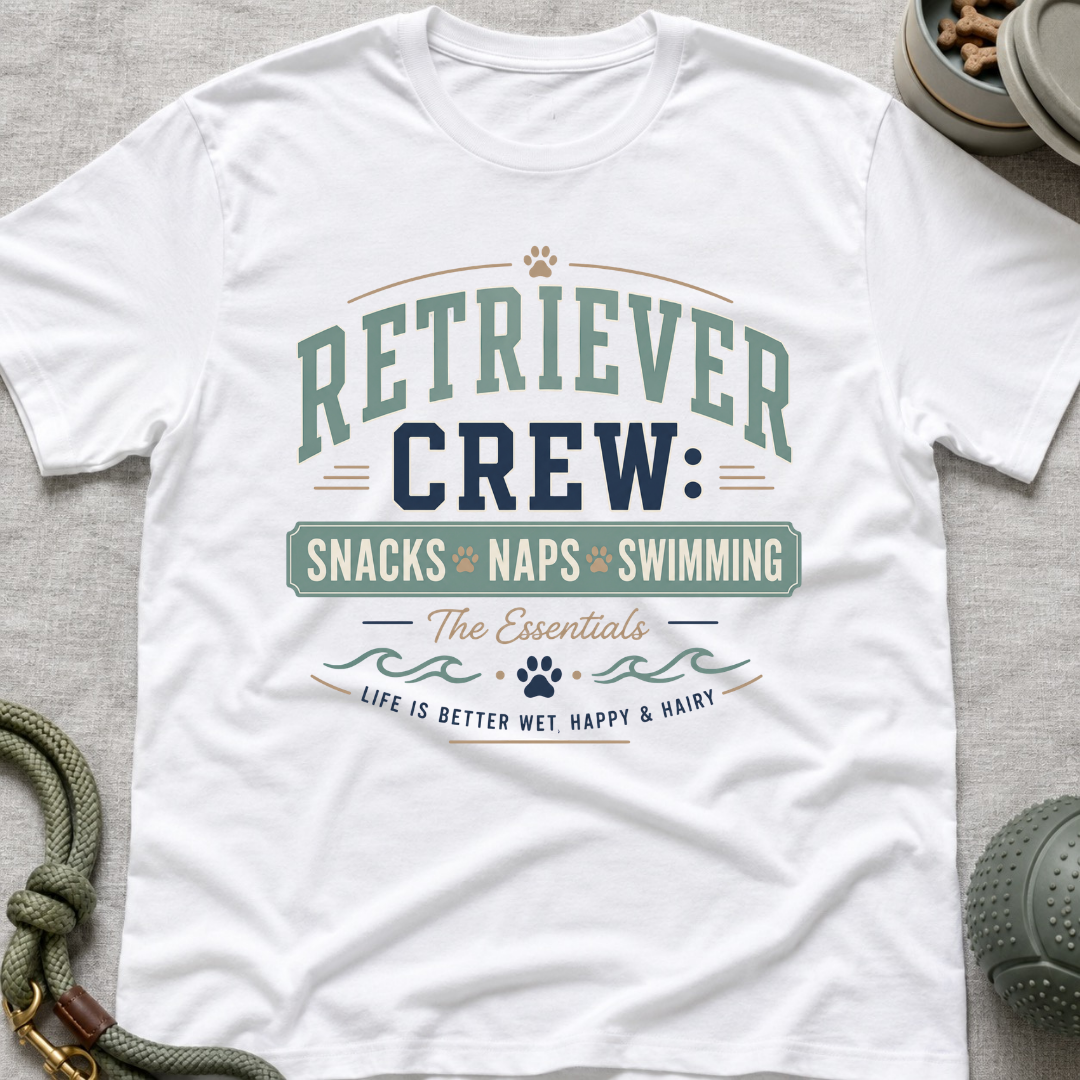 Retriever Crew Snacks Naps Swimming T-Shirt