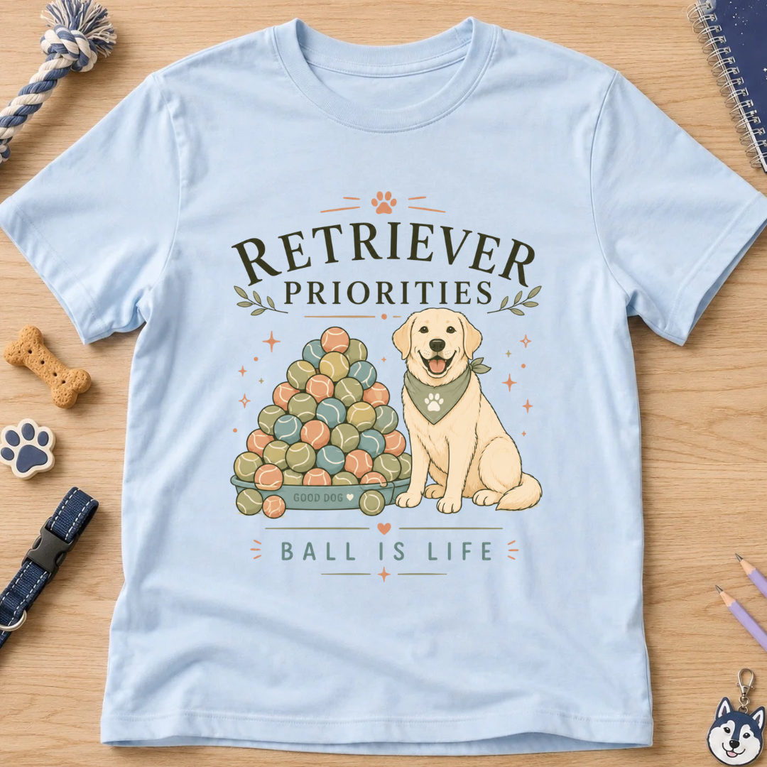 Retriever Priorities Ball is Life Kids Tee