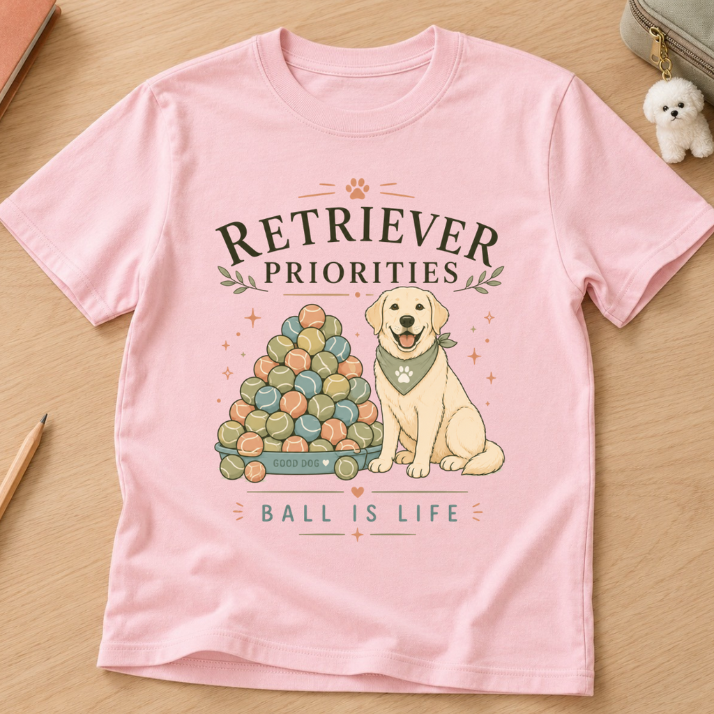 Retriever Priorities Ball is Life Kids Tee