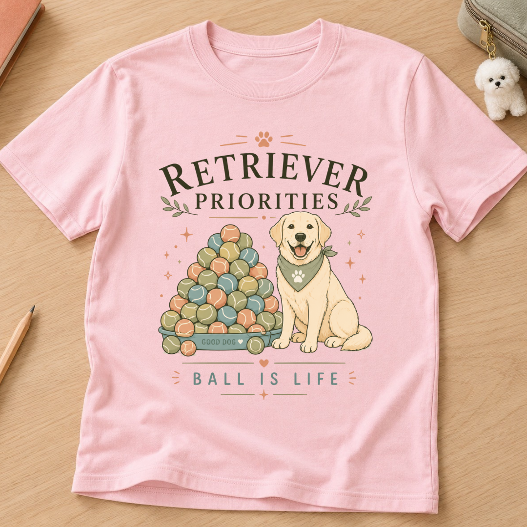 Retriever Priorities Ball is Life Kids Tee