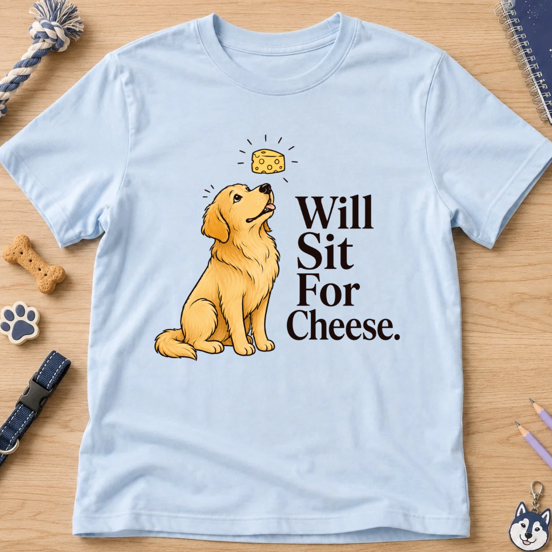 Will Sit For Cheese Kids Tee