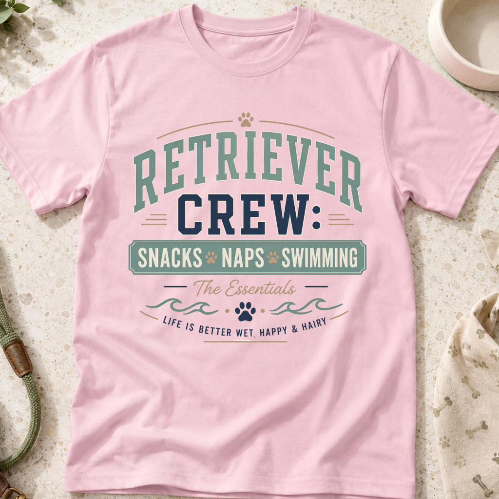 Retriever Crew Snacks Naps Swimming T-Shirt