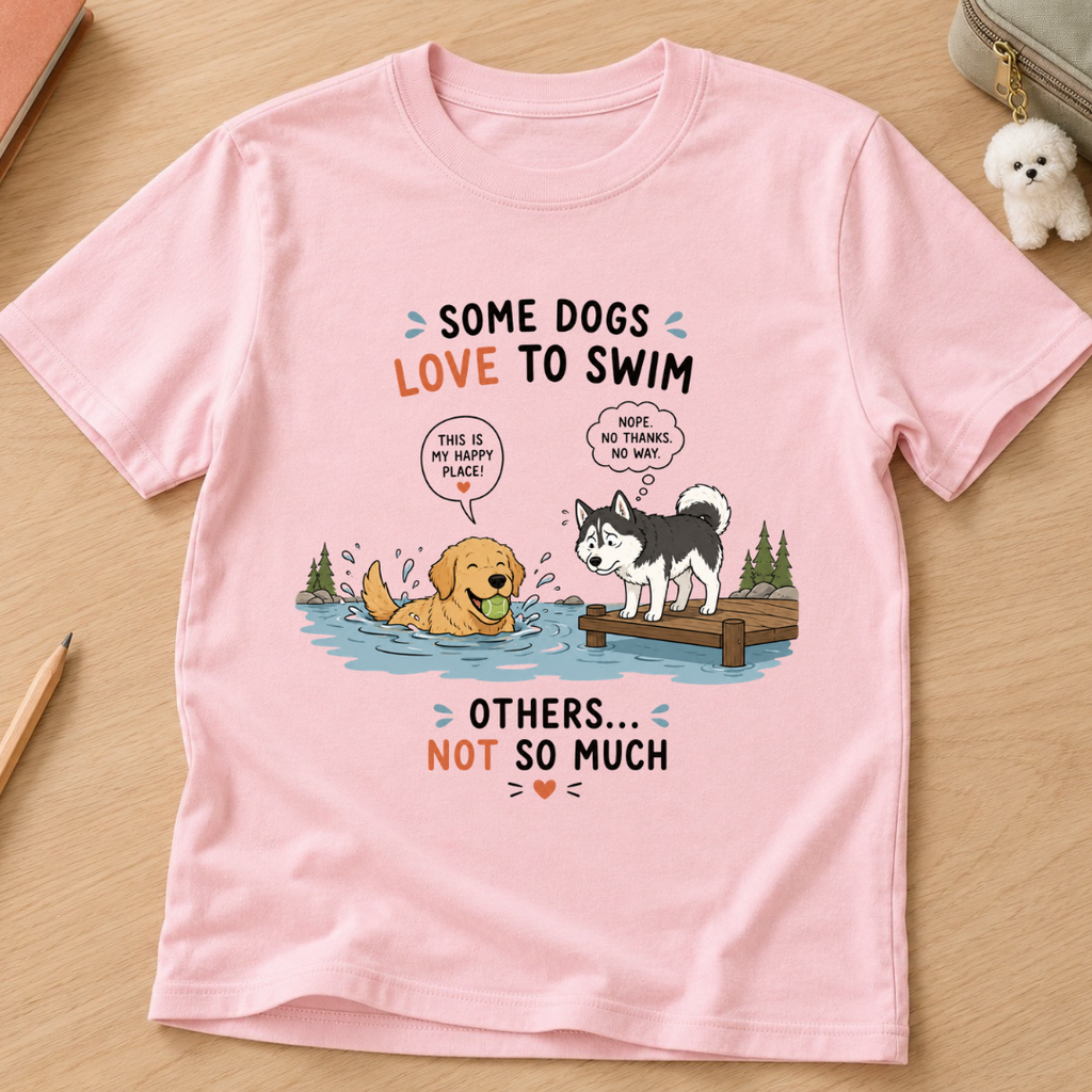 Some Dogs Love to Swim Kids Tee